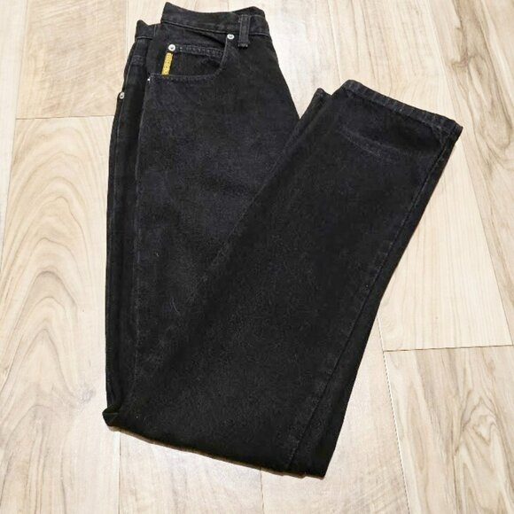 Vintage Armani Jeans 6 Womens 80s / 90s Straight High Rise Black Denim Usa 29x34 - Picture 3 of 16